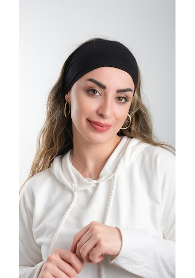 Hürrem Bone Siyah Pratik Hazır Geçmeli Tesettür Bone Viskon Kumaş Sade 3007_0 Siyah