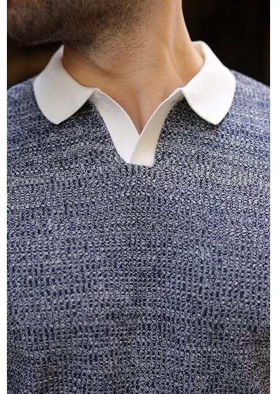 Madmext Beyaz Polo Yaka Regular Fit Erkek Triko Tişört E7496