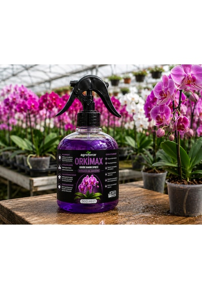 Agroforce Orkimax Orkide Bakım Spreyi 500 Ml Orkide Vitamini, Yaprak Bakım Ve Çiçek Destek Spreyi