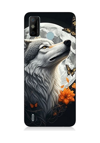Tecno Spark 6 Go Uyumlu Dolunayda Gururlu Kurt Desenli Silikon Kılıf Çok Renkli