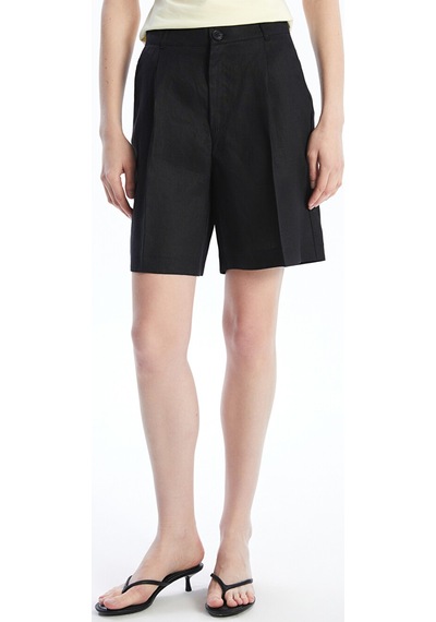 Lcw Vision Siyah Loose Fit %100 Keten Kadın Şort