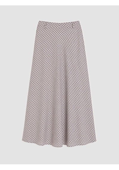Lcwaıkıkı Classic Ekru Loose Fit Ekose Kloş Etek