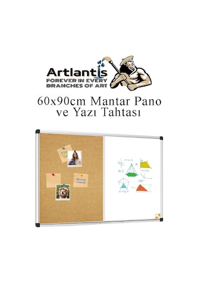 Çift Fonksiyonlu Yazı Tahtası Ve Mantar Pano 60x90 Cm 1 Adet Alüminyum Çerçeveli Mantar Panolu Yazı Tahtası