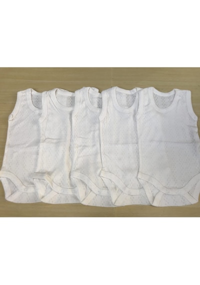 Jakarlı Klimalı Askılı Çıtçıtlı Badi 5 Li Paket Beyaz