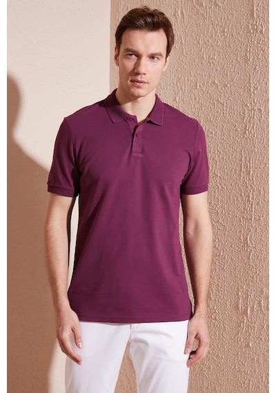 Buratti Pamuklu Regular Fit Düğmeli Erkek Polo Yaka T Shirt 5902739 Mürdüm