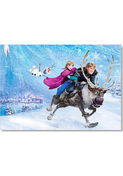 Cakasepetim Frozen Kar Taneleri Şehir Buz Geyik Kardan Adam Ahşap Mdf Tablo
