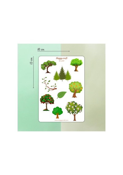 Yeşil Ağaçlar Temalı Sticker Set 9 Parça Standart