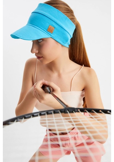 Kadın Uv Korumalı Katlanabilir Üstü Açık Yumuşak Siperli Pamuklu Penye Tenis Vizör Şapka - Tek Ebat / Aqua Aqua
