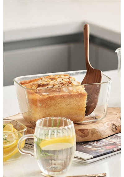 Fika Clik Dikdörtgen Cam Saklama Kabı 1380 Ml - Bej-7335