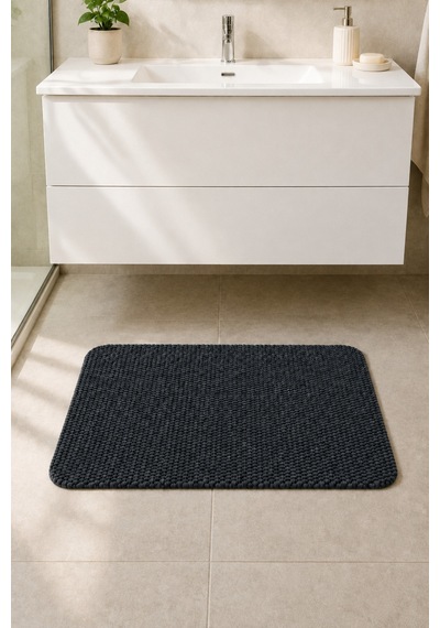 Yıkanabilir Banyo Paspası Kaymaz Taban Su Emici Duş Önü Lavabo Önü Tuvalet Önü Banyo Halısı 40x60 Cm Siyah