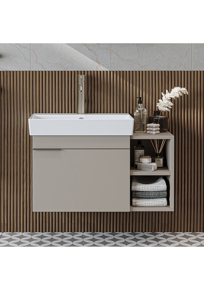 Likya Tek Kapaklı Açık Raflı Lavabolu 82 Cm Banyo Dolabı Alt, Lavabolu Alt Banyo Dolabı Kumtaşı Likya Tek Kapaklı Açık Raflı Lavabolu 82 Cm Banyo Dolabı Alt, Lavabolu Alt Banyo Dolabı Kumtaşı