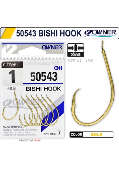 Owner 50543 Bishi Hook Gold İğne - 3/0 6/0
