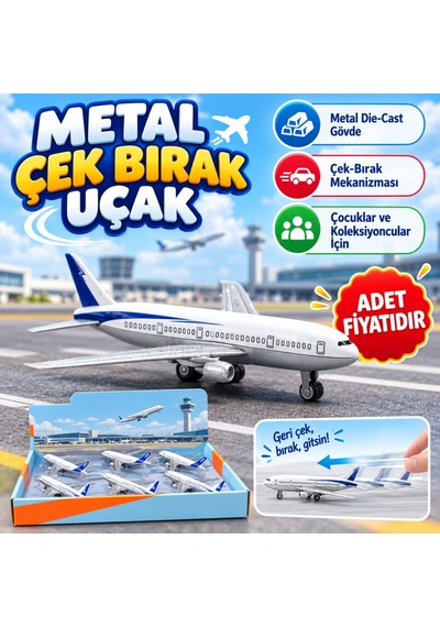 Metal Çek Bırak Uçak Çok Renkli
