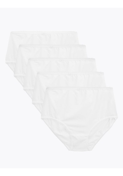 Marks & Spencer 5'li Cotton Lycra Full Brief Külot Seti Beyaz