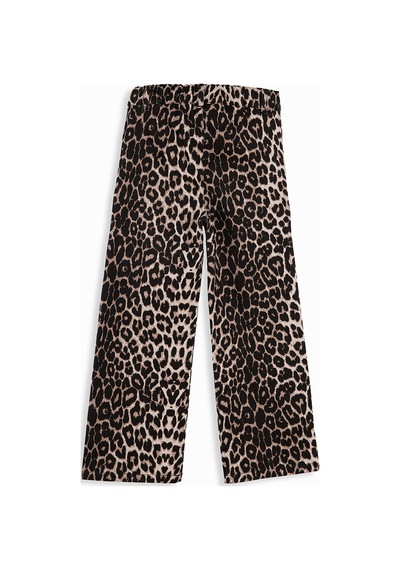 Denokids Leopar Desenli Kız Çocuk Gabardin Pantolon Renkli