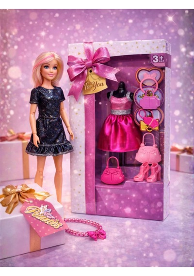 Moda Prensesi 29 Cm Ekstra Elbiseli Ve Aksesuarlı Oyuncak Bebek Seti - Değiştirilebilir Kıyafetli Sarı