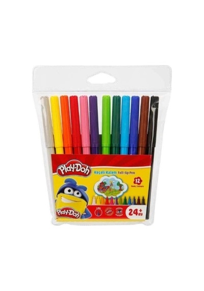 Play-doh Keçeli Kalem 12 Renk 2 Mm Dayanıklı Uç Kokusuz Su Bazlı Mürekkep Şeffaf Kapaklı