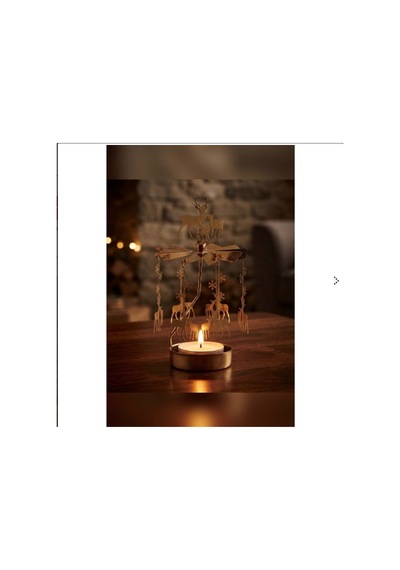 Döner Mumluk Yılbaşı Süsü Geyik Ve Kar Tanesi Dekoratif Tealight Mumluk