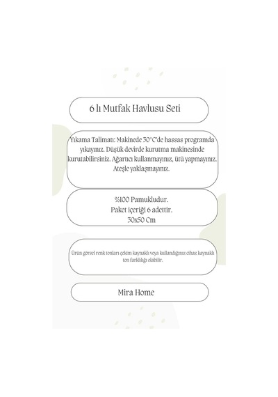6 Parça Mutfak Havlusu Seti %100 Pamuklu Zahter Çok Renkli