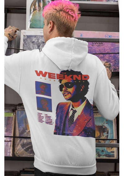 Sevbano The Weeknd After Hours Rapper Şarkıcı Sırt Baskılı Unisex Oversiz beyaz