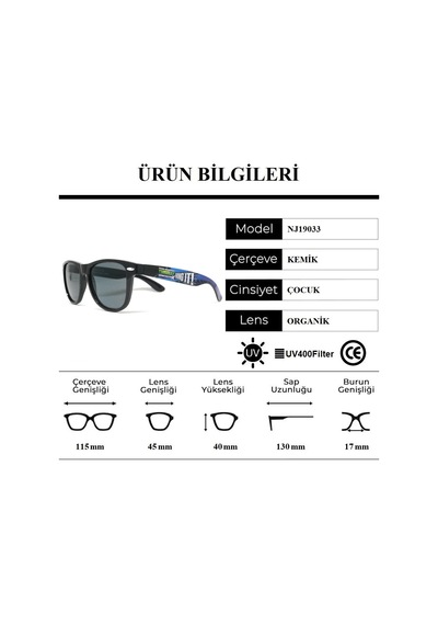 Ninja Turtles Nj19033 Organik Camlı Uv400 Çocuk Güneş Gözlüğü