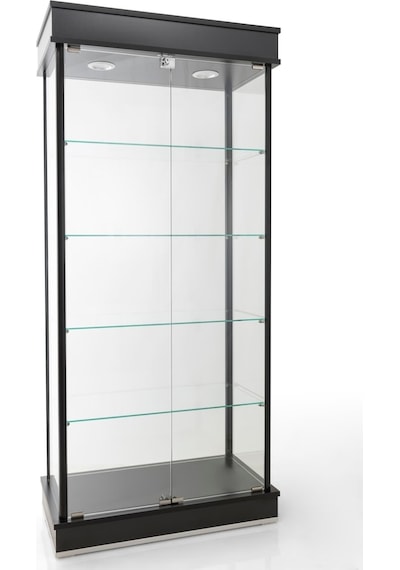 40x80xH175, Camlı Vitrin, Koleksiyon-Teşhir Vitrini, Acmv80Syh Siyah
