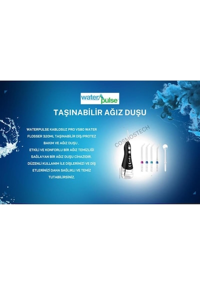 V580 Taşınabilir Ağız Duşu, 320ml, Siyah