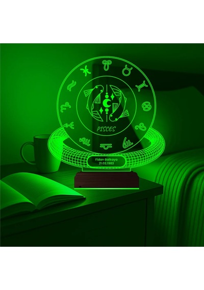 Luvivia Balık Burcu Pisces Astroloji Doğum Günü Hediyesi Kişiye Özel 3d Lamba - Masa Gece Lambası