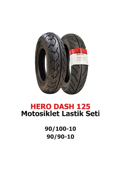 Hero Dash 125, 90/100-10 Tl Ve 90/90-10 Tl Dubleks Motosiklet Lastik Seti
