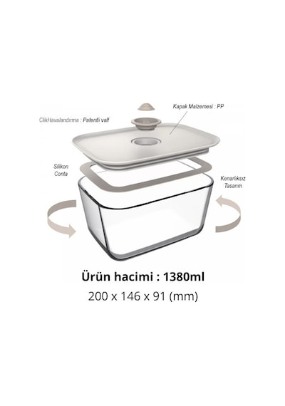 Neoflam Fika Clik Dikdörtgen Saklama Kabı Bej 4 Parça Set