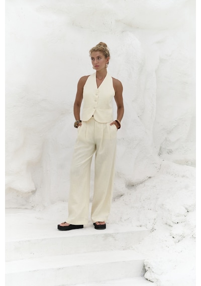 Mai Collection Mai Studios Co. Dena Sırt Dekolteli Sarı Keten Yelek Pantolon Takım Sarı Mai Collection Mai Studios Co. Dena Sırt Dekolteli Sarı Keten Yelek Pantolon Takım Sarı