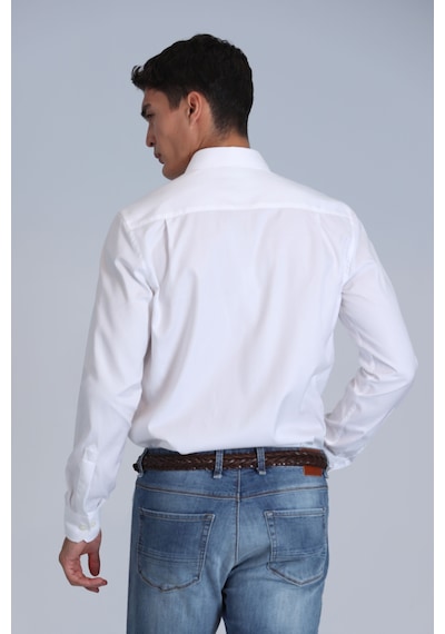 Lufian Erkek Danıel Basic Slim Fit Gömlek 112010640 Beyaz Beyaz
