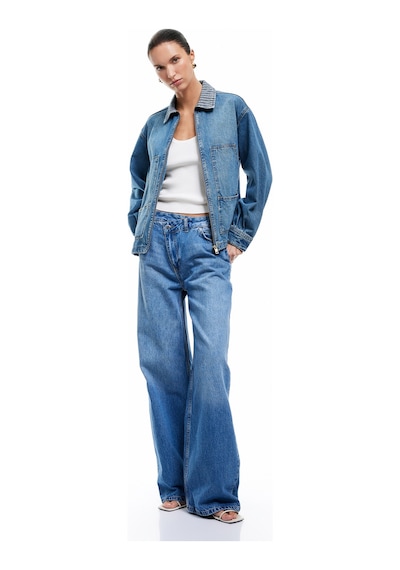 Koton Bol Paça Cepli Düğmeli Jean Pantolon - Loose Straight Fit Jean Orta İndigo 5sal40236md Indigo