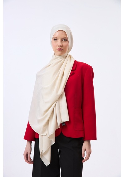 Mirsoy Scarf Zerafet Desen Şal Kırık Beyaz
