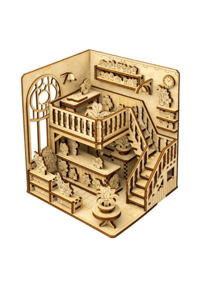 Indoor Garden Ahşap Maket Seti Dıy Miniatür İç Mekan Bahçesi Book Nook Dekoru