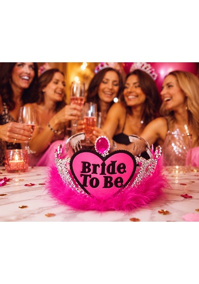 Bride To Be Fuşya Tüylü Kalpli Gelin Tacı Bekarlığa Veda Kına Gecesi Parti Aksesuarı Diğer