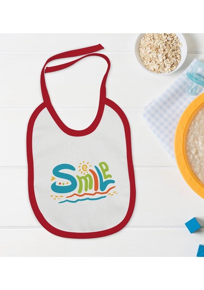 BK Kids Stay Groovy Tasarımlı Kırmızı Bebek Mama Önlüğü-1 Kırmızı