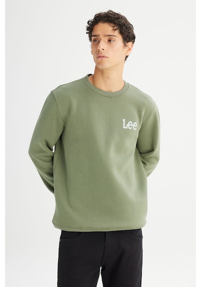 Lee Regular Fit Normal Kesim Bisiklet Yaka İçi Polarlı Yeşil Sweatshirt