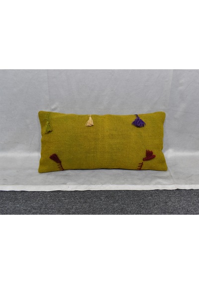 Zehra Abla Halı Yeni El Dokuma Dekoratif Lumbar Kilim Kırlent Yastık Kılıfı 6858 Çok Renkli