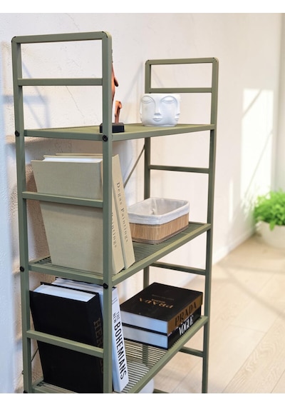 Dekoratif Yeşil Metal Kitaplık 5 Raflı Çok Amaçlı Stand Salon Ve Çalışma Odası Düzenleyici Haki Dekoratif Yeşil Metal Kitaplık 5 Raflı Çok Amaçlı Stand Salon Ve Çalışma Odası Düzenleyici Haki