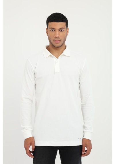 Dufy Erkek Regular Fit Polo Yaka Beyaz Sweatshirt-25478