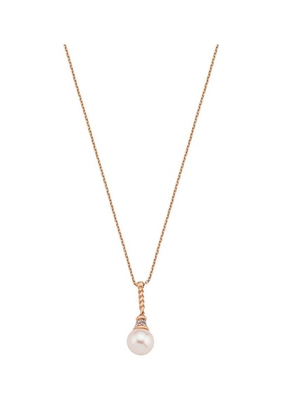 8,5 Mm Zirkon Taşlı Doğal İnci Kolye Rose