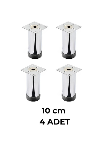 4 Adet 10 Cm Mobilya Kanepe Baza Koltuk Metal Destek Yükseltici Ayağı Ayakları Krom Lüks 42 Çap Gri Diğer