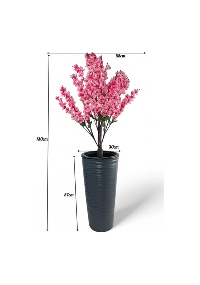 Yapay Ağaç Pembe Bahardalı Ağacı Antrasit Kumsal Vazoda 130cm Japon Kiraz Çiçeği