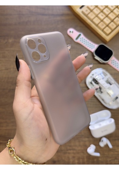 Apple iPhone 11 Pro Uyumlu Süper İnce Mat Ultra Thin Silikon Kılıf Gri
