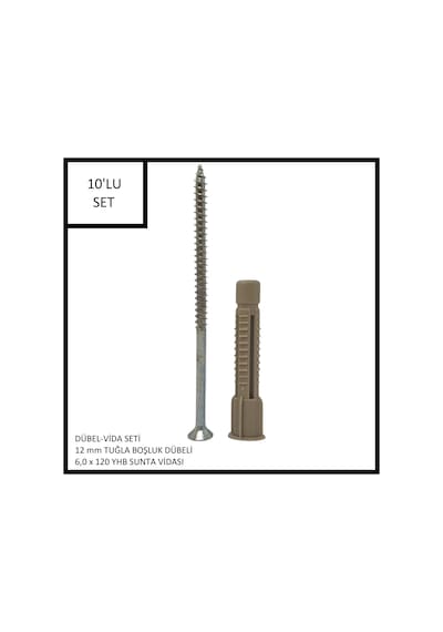 Dübel-vida Seti, Tuğla Boşluk Dübeli 12 Mm, 6,0x120 Yhb Sunta Vidası, 10 Adet