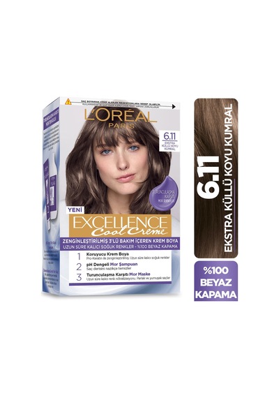 L'oreal Paris Excellence Cool Creme Saç Boyası - 6.11 Ekstra Küllü Koyu Kumral