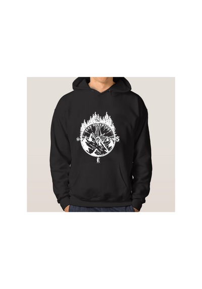 Blackjack Giyim Unisex Baskılı Kapşonlu Sweatshirt Siyah-kpsnfkooo-20015