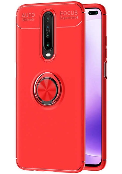 Xiaomi Poco X2 Kılıf Zore Ravel Silikon Kapak Siyah-Kırmızı