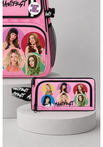 X Dekomus Lisanslı Manifest Toz Pembe Collection Okul Çantası Ve Kalem Çantası Seti Altın